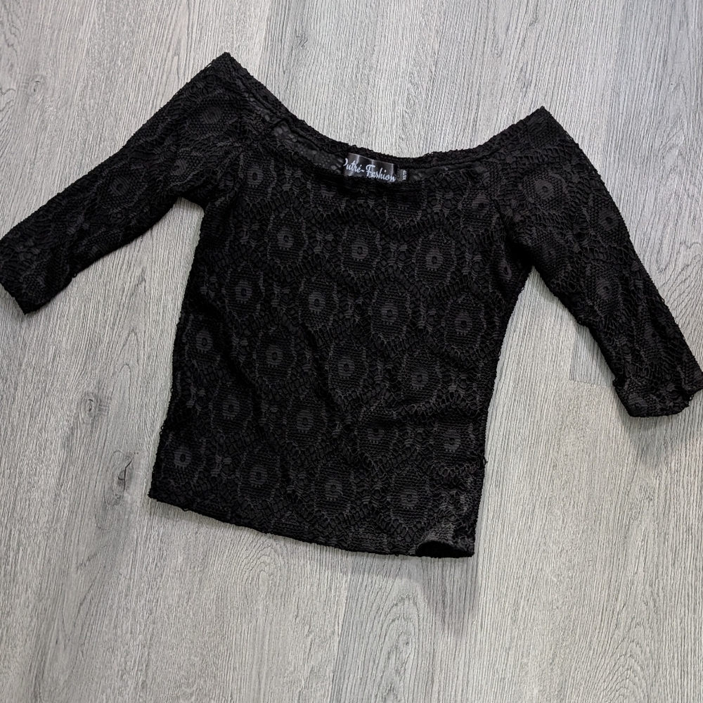 Putré-Fashion Black Lace Off Shoulder Top XS Handmade Canadian Goth Fairy Grunge